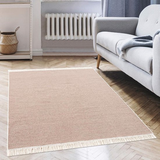 Tapijtloper - tapijt voor woonkamer, slaapkamer, keuken, kinderkamer, badkamer - Boho Kelim tapijten - loper gang tapijt beige, afmetingen: 160x230 cm