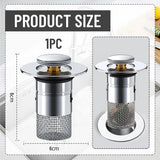 1 stuks gootsteenplug voor 34-40 mm afvoerafvoer, aftapplug voor aanrechtgootstenen, roestvrijstalen gootsteenafdekking, gootsteenplug voor badkamer, keukenspoelbakken.