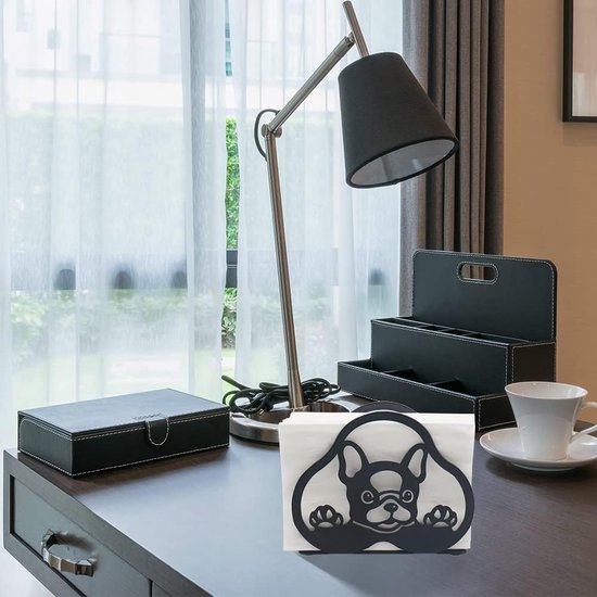 Leuke servethouder voor tafel, kantoor, keuken en thuis (Bulldog, metaal, zwart)