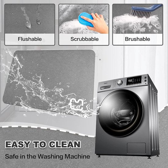 Superabsorberende vloermat, 40 x 60 cm, vuilafstotende vloermat voor badkamer, memory badmat, douchemat, antislip microvezel badmat, wolkengrijs