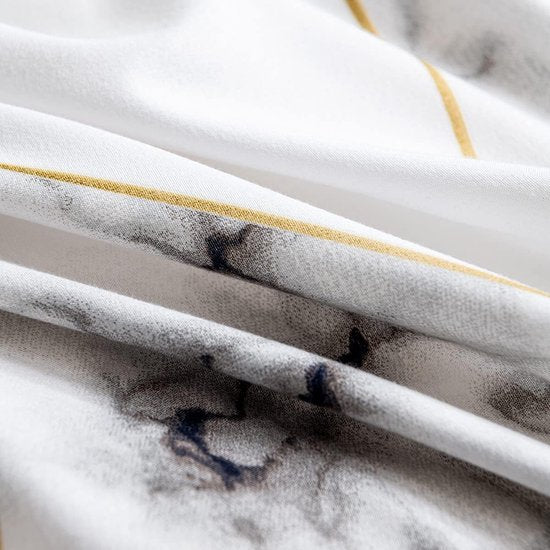 Beddengoed, 200 x 200 cm - zwart, witte bladerenpatroon, dekbedovertrekset, 3-delige set - zachte microvezel dekbedovertrek met verborgen ritssluiting en 2 kussenslopen 80 x 80 cm - XRE