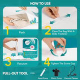 Pak met 24 vacuümzakken voor kleding op reis/dekbedden vacuümopbergzakken (4 jumbo 100 x 80 cm / 4 grote 80 x 60 cm / 8 middelgrote 70 x 50 cm / 8 kleine 60 x 40 cm) ruimtebesparende vacuümopslag voor kleding