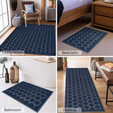 Antislip badmat blauw, stippen, design, badmat, katoen, badkamertapijt, douche, badkamer, keuken, slaapkamer, 2 stuks - 40 x 60 cm
