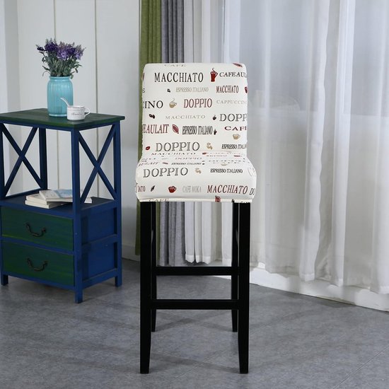 Stoelhoezen, set van 4, stretch barkrukhoezen, afneembaar, wasbaar, stoelbescherming, decoratie, stoelovertrek, barkruk, stoelovertrekken voor pub, teller bar, café (cappuccino, 4 stuks)