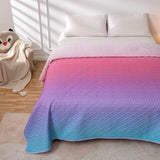 Roze gewatteerde deken, eenpersoons spreien, gradiënt blauw roze beddengoed sets voor meisjes, hartvormige deken het hele seizoen voor tienermeisjes en vrouwen, 150x200 cm