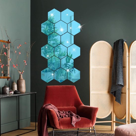 12 stuks x diameter 20 cm, elke zijde 10 cm, controleer de afbeelding voor details Materiaal: acryl kunststof (geen glas). Veiliger en duurzamer dan een glazen spiegel