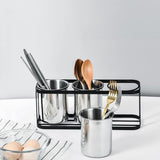 Bestekhouder SUS304 roestvrij staal bestekmand bestekbak keuken gebruiksvoorwerpenhouder met metalen voet voor lepels vorken messen