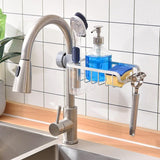 Waterkraan opbergrek, spoelorganizer aluminium, sponshouder keuken met afvoerkist, gootsteenorganizer, afdruiprek, gootsteen caddy organizer voor keuken, badkamer, toilet