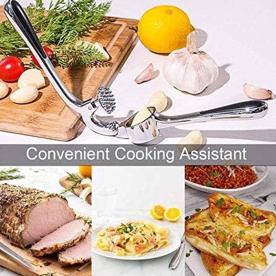 knoflookpers, Garlic Press knoflookpers, krachtige knoflookwol, roestvrijstalen knoflookbreker, Easy Clean, duurzaam (zilver)