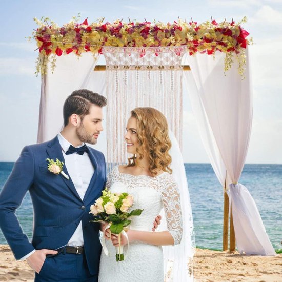 Macramé wandtapijt, handgemaakt geweven macramé, wandtapijt, boho, deurgordijn voor bruiloft, achtergrond, raamgordijnen, woondecoratie (stijl A/74 x 203 cm)