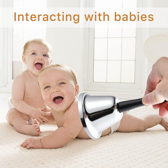 Set van 4 tafelbel, receptiebel, chromen tafelbel, handbel, tafelbel, oproepbel voor hotels, recepties, bars, keukens, scholen, restaurants, scholen en magazijnen, zilver