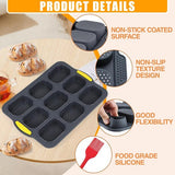 Siliconen bakvorm, stokbrood bakvorm met 9 gaten, anti-aanbak siliconen vorm bakvormen, siliconen bakvorm lade voor brood, broodjes (zwart