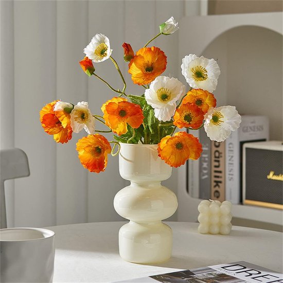 Moderne vaas, hydrocultuur glazen bloemenvaas, glazen blaasvaas voor bloemen, tulpenvaas, drielaagse glazen vaas voor decoratie, geometrische glazen vaas voor thuis, kantoor, bruiloft, feest