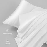 Set van 2 satijnen kussenslopen 80 x 80 cm, premium hoofdkussenslopen, zacht, vergelijkbaar met zijden kussensloop, haar- en huidverzorging, zijdeachtig, met ritssluiting, wit