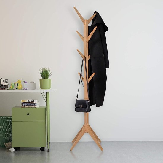 Rootz Kledingrek - Kledingkaststandaard - Kledinghouder - Kledinghanger - Kledingorganisator - Outfit-display - Kapstok - Naturel - 180 cm hoogte x 43 cm x 43 cm basis