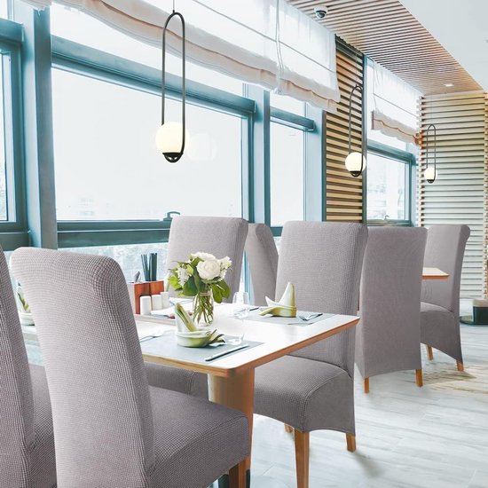 Stoelhoezen, 4 stuks, elegante stoelhoezen, stretch, elastische spandex, XL, universele stretchhoes, afneembaar, wasbaar, voor hotel, grote eetkamerstoelen, 4 stuks, grijs, XL