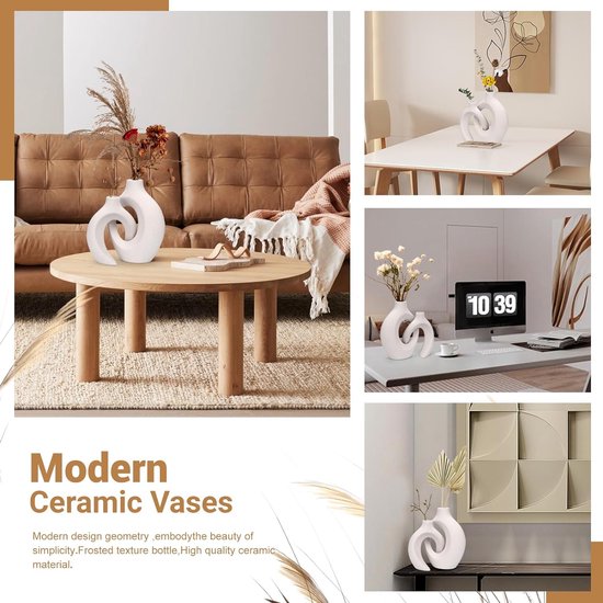 Witte keramische vaas, set van 2 pampasgras vazen Witte keramische vaas, set van 2 pampasgras vazen