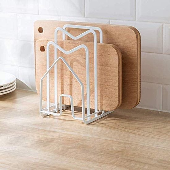 Snijplankenrek, Pannendeksel Houder voor Keukenkasten Snijplank Organizer Stand Houder Wit