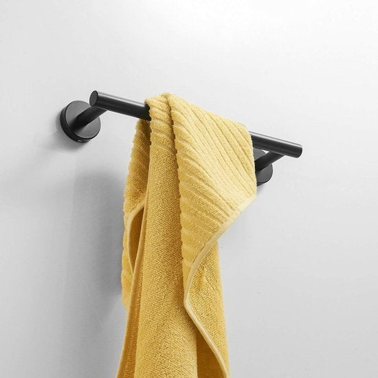 Modern badkamerhanddoekrek roestvrij staal zwart geverfd 30 cm handdoekrek elegante wandhouder Leekayer