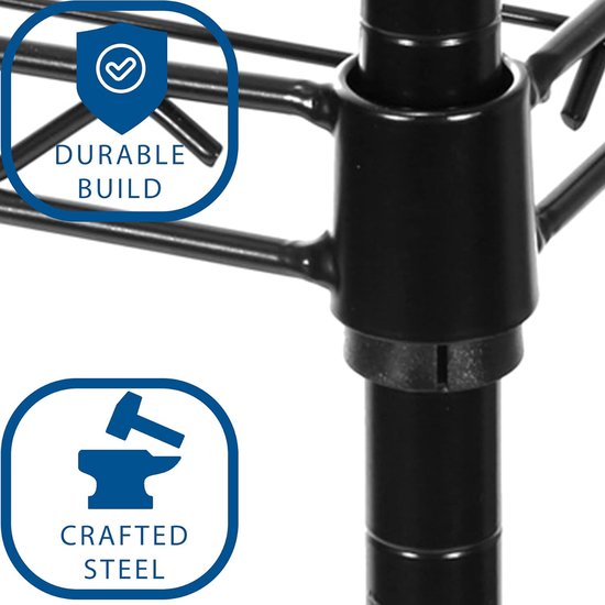 ultrazinc draadrek met 5 planken en wielen, staal, zwart, 14 x 30 x 60 ultrazinc draadrek met 5 planken en wielen, gemaakt van staal, in het zwart, afmetingen 14 x 30 x 60.