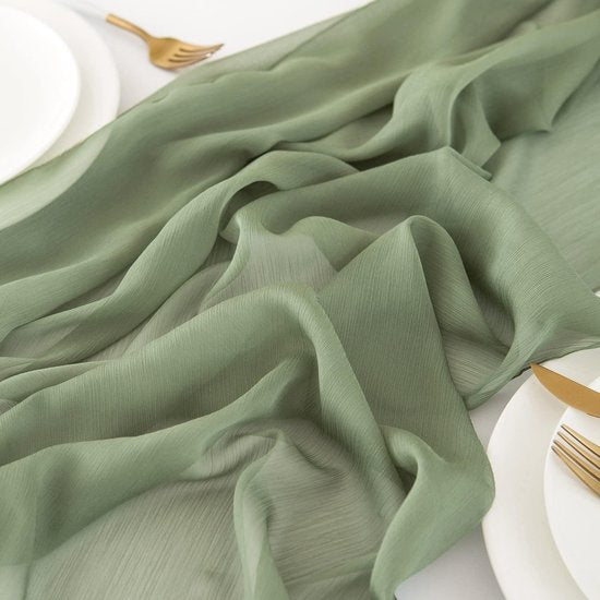 Chiffon Table Runner Green Table Runner Wedding Sage Green Fabric Tulle Light Green Boho Table Runner Table Decoration Runner Table 70 cm x 3 m