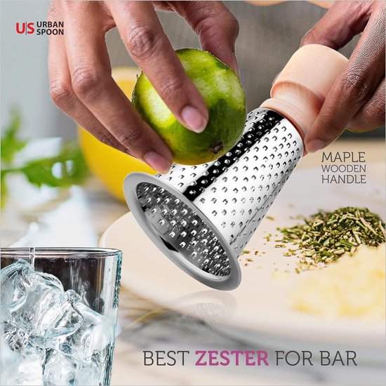 Citroen Zester Bar Tool, Ronde Zester, Citrus Lime Zester Peeler, Citrus Ruimer, Rasp, Compact voor eenvoudig opbergen, Comfortabel houten handvat, Perfecte Citroen Zester voor Cocktail