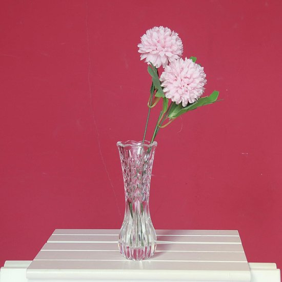 Onbreekbare glazen vaas elegante bladvorm transparante vaas geschikt voor woondecoratie, kantoordecoratie, bruiloft of cadeau (7" Hx2,48 W)