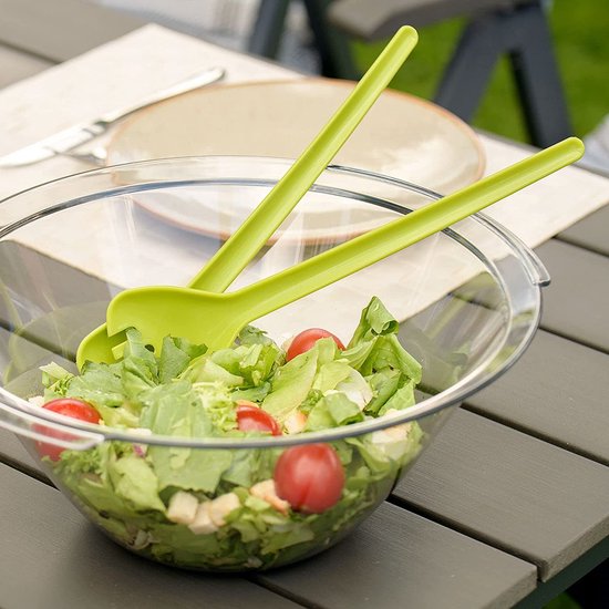 Saladeset, 4-delig, slacentrifuge, -com, -bestek en dressingshaker, kunststof, transparant/wit/groot