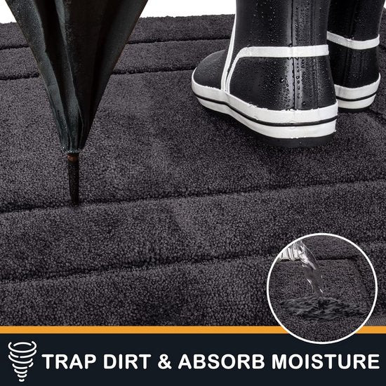 Dirt Trapper Mat voor gebruik binnenshuis, 86 x 150 cm, antislip en machinewasbaar, hondenmat, zeer absorberende welkomstmat voor vuile, natte schoenen en poten