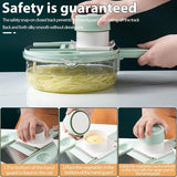 6-in-1 groentesnijder, uiensnijder, groenteschaaf, fruitsnijder, groentesnijder, handmatig, bloksnijder met 6 verwisselbare messen voor wortel, komkommer, aardappel, pompoen, courgette