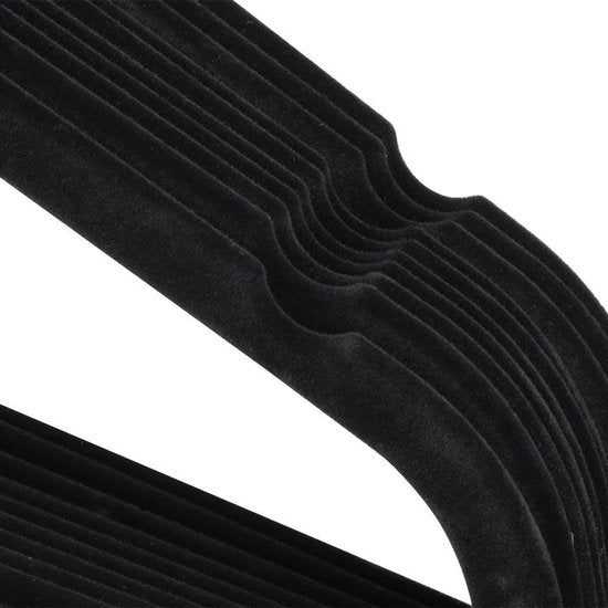 Kleerhangers fluweel kleerhangers 50 stuks jassenhangers met antislip oppervlak beugel 360° draaibare haak zwart