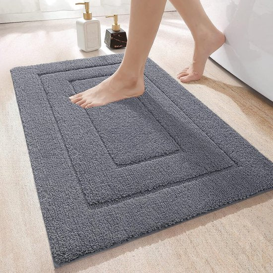 Badmat antislip, zacht badkamertapijt, waterabsorberende badmat, machinewasbaar, badmat voor douche, badkuip en toilet - grijs, 60 x 90 cm