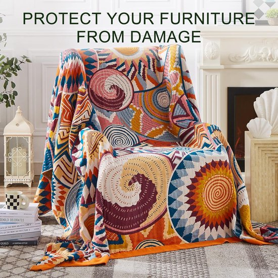 Deken,Katoenen gaasdoek: de boho-deken voelt zacht aan en is goed ademend