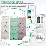 SCHYIDA 3 stuks hangende tas voor aan de muur, hangende opbergtas, hangende organizer met 3 halve cirkelvormige vakken, voor kinderkamer, badkamer, slaapkamer, grijs/groen/wit