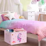 roze eenhoorn meisjes kubus opbergmand voor babykamer wolk sterren hart waterdicht rechthoekige stof plankmanden kleding speelgoed kinderen opbergdoos, 36 x 26 x 23 cm