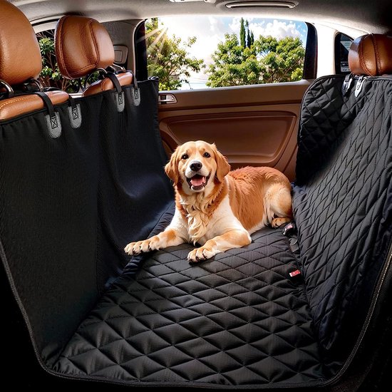 Waterdichte autodeken, 150 x 144 cm, hondendeken, achterbank, anti-slip deken voor hond en auto, met gratis veiligheidsgordel en draagtas voor auto's, trucks, bestelwagens
