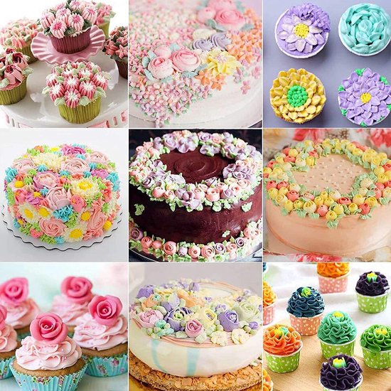 57 stuks Russische spuitmonden, set van roestvrij staal, bakaccessoires, taartset met taarten, spuitzak voor doe-het-zelf cupcakes en taartdecoratie