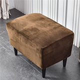 Ottomaanse hoes voor krukhoes - fluwelen kruk voor voetenbank, rechthoekig, stretch overtrek, poef, beschermer, wasbare stoelhoes - Bruin, 1 stuk