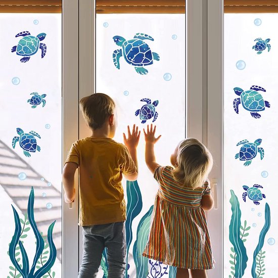 badkamer onderwaterwereld zee sticker muurstickers vissen zelfklevende lichtgevende sterren kinderkamer jongens muur stickers voor kinderen babykamer slaapkamer woonkamer