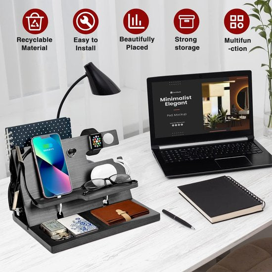 Cadeaus voor mannen, houten telefoondockingstation, horloges, portemonnees, nachtkastorganizer, cadeau, echtgenoot, cadeau voor hem, vader, broer, Kerstmis, jubileum, verjaardagscadeau voor mannen,