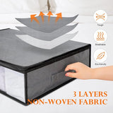 Opbergdoos, 2 stuks, opvouwbare onderbedcommode met kijkvenster en 4 handgrepen, 60 x 45 x 15 cm, kledingopslag voor kleding, dekens, dekbedden