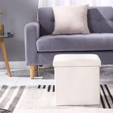 Kruk opvouwbare bank kunstleer opbergdoos met opbergruimte, wit, 38 x 38 x 38 cm