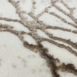 Designer loper tapijt hal & slaapkamer | abstract glanzend takkenpatroon licht donker effect crème, afmeting 80 x 300 cm