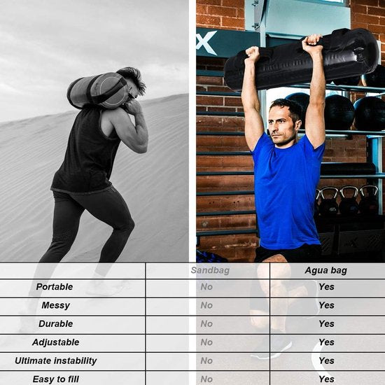 Aqua Bag, verstelbare watertas, trainingspowerbag met watergewicht, Bulgaarse tas, multistationset, krachttraining voor gewichtheffen, thuistraining, draagbaar fitnessapparaat