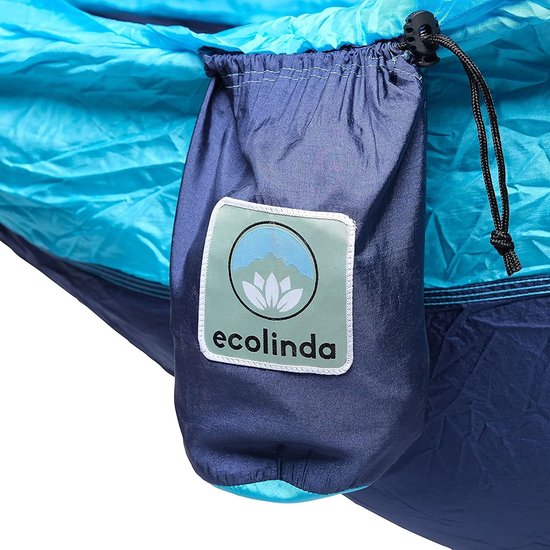 ecolinda® Premium hangmat, ultralicht, 2 personen, 225 kg draagkracht 305 x 200 cm, sneldrogend parachutenylon, 2 x premium karabijnhaken, 2 x nylon lussen, camping, outdoor, tuin, binnen