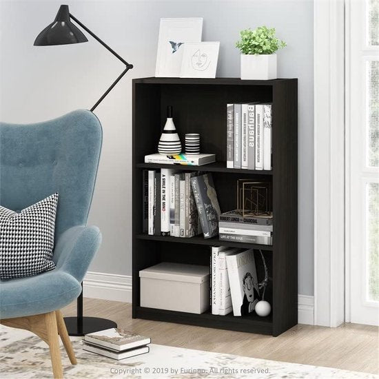 eenvoudige boekenkast, hout, espresso, 24,13 x 24,13 x 102,36 cm