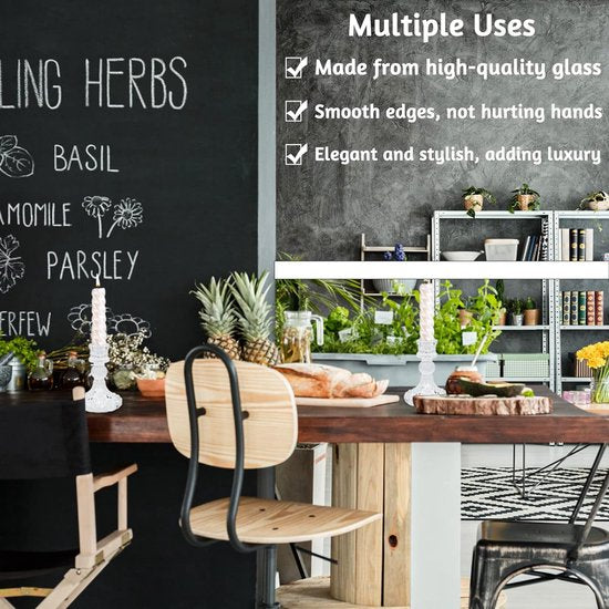 2 stuks vintage kandelaars, kristallen kaarsenstandaard, kandelaar, glas, kegelkaarsenhouder, helder glas kandelaar kristal, kandelaar voor bruiloft, thuis, feest, decoratie