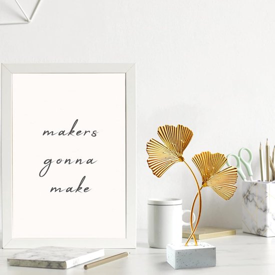 Ginkgo Bladornamenten, Gouden Ginkgo Blad Desktop Decoratie Sculptuur Modern Creatief Huisdecoratie Accenten Standbeeld voor Kantoor Slaapkamer Boekenplank (Goud)