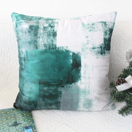 Fluwelen kussensloop, 40 x 40 cm, set van 2 stuks, groen, decoratieve kussenslopen, zacht, esthetische kussensloop, landelijke stijl, sierkussen, knuffelkussen, modern, bankkussen, sierkussen