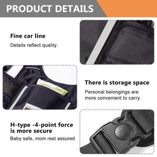 kindermotorveiligheidsgordel, motorfiets kindergordel, veiligheidsgordel voor kindermotoren, verstelbaar kindermotorharnas met reflecterende strips